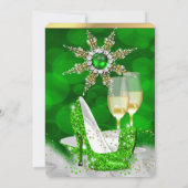 Glitzer Lime Green High Heel Shoes Gold Champagne Einladung (Rückseite)