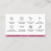 Glitzer Lip Filler Botox Aftercare Instruktion Visitenkarte (Rückseite)