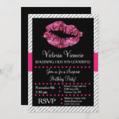 Glitzer Lippen Küssen Erwachsene Einladung zum Geb (Vorne/Hinten)