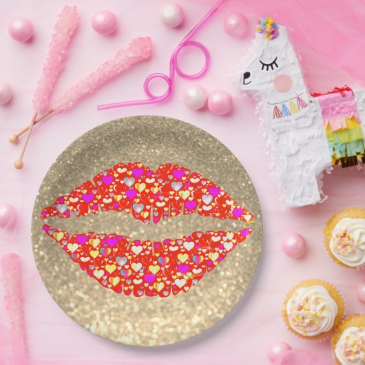 Glitzer-Lippendruck-Papierplatte Pappteller (Party)