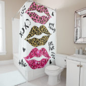 Glitzer Lips: modische Leopard-Printwerbung Duschvorhang (Beispiel)