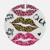 Glitzer Lips: modische Leopard-Printwerbung Ornament Aus Glas (Rückseite)