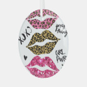 Glitzer Lips: modische Leopard-Printwerbung Ornament Aus Glas (Vorderseite links)