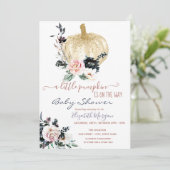 Glitzer Little Pumpkin Blume, Dotted Baby Dusche Einladung (Stehend Vorderseite)