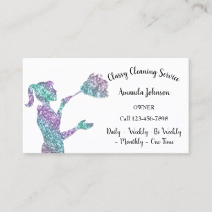 Glitzer-Logo-Maid für Classreinigungsdienste Visitenkarte