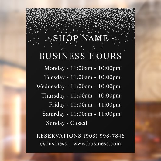 Glitzer | Logos und Geschäftszeiten | Decal Sign Fensteraufkleber (Blatt 2)