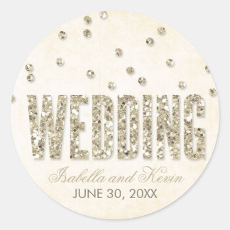 Glitzer Look Confetti Dots Hochzeit Runder Aufkleber