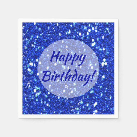 Glitzer Look Funkelnd Royal Blue Happy Geburtstag Serviette (Vorderseite)