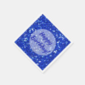 Glitzer Look Funkelnd Royal Blue Happy Geburtstag Serviette (Ecke)