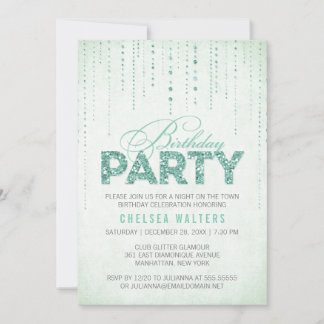 Glitzer Look Geburtstagsparty Einladung