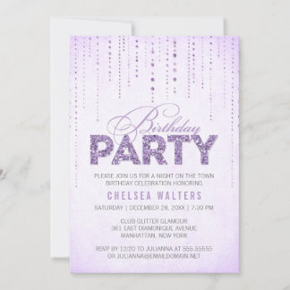 Glitzer Look Geburtstagsparty Einladung