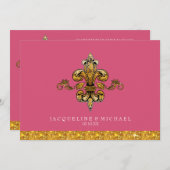 Glitzer Look Imitate Gold Schwarze Lilie Einladung (Vorne/Hinten)