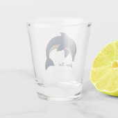 Glitzer Look Jumping Dolphin Dunkelblau Schnapsglas (Rückseite)