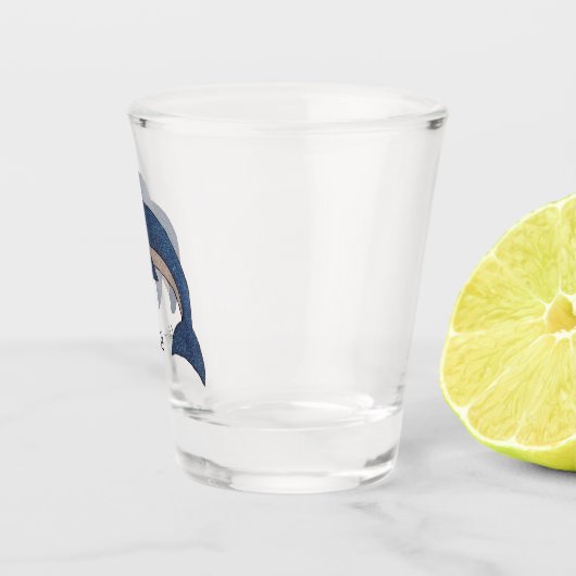 Glitzer Look Jumping Dolphin Dunkelblau Schnapsglas (Rechts)