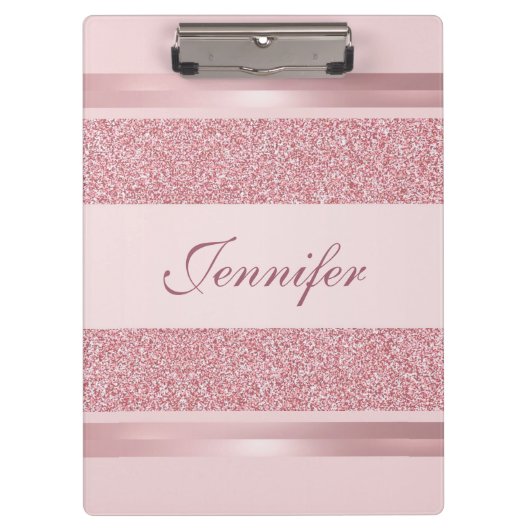 Glitzer Look Rose Gold Colour Calligraphy Script Klemmbrett (Vorderseite)
