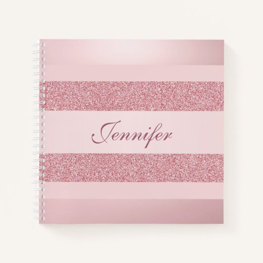 Glitzer Look Rose Gold Farbhandschriftlich Notizblock (Vorderseite)