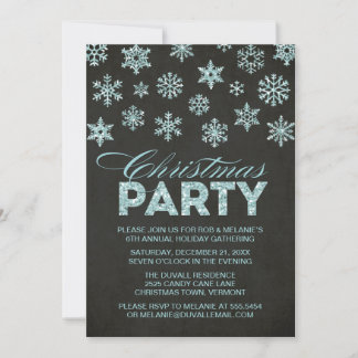 Glitzer Look Schneeflocken Weihnachten Party Einla Einladung