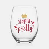 Glitzer Look Sippin Hübsch Weinglas Ohne Stiel (Vorderseite)