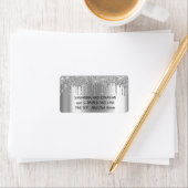 Glitzer Look Tropfen Silver Metallic Return Adressaufkleber (Insitu)