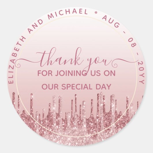 Glitzer Look Vielen Dank für Ihr GIFT JEDES EREIGN Runder Aufkleber (Vorderseite)