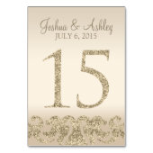 Glitzer Look Wedding Tischnummern-Table Card 15 Tischnummer (Vorderseite)