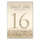 Glitzer Look Wedding Tischnummern-Table Card 16 Tischnummer (Rückseite)