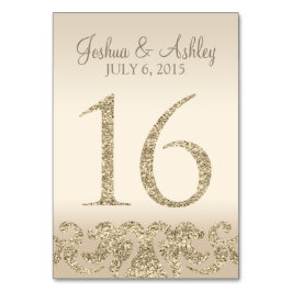 Glitzer Look Wedding Tischnummern-Table Card 16 Tischnummer