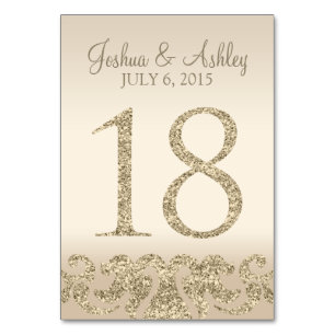 Glitzer Look Wedding Tischnummern-Table Card 18 Tischnummer
