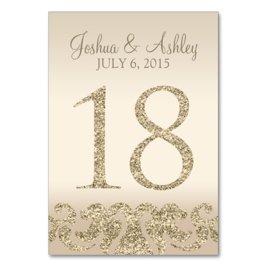 Glitzer Look Wedding Tischnummern-Table Card 18 Tischnummer (Vorderseite)