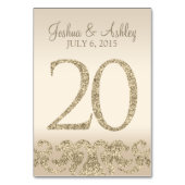 Glitzer Look Wedding Tischnummern-Table Card 20 Tischnummer (Rückseite)