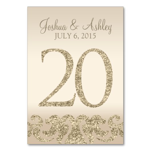 Glitzer Look Wedding Tischnummern-Table Card 20 Tischnummer (Vorderseite)