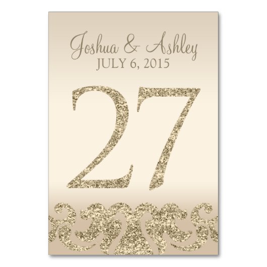 Glitzer Look Wedding Tischnummern-Table Card 27 Tischnummer (Vorderseite)