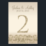 Glitzer Look Wedding Tischnummern-Table Card 2 Tischnummer<br><div class="desc">Dieses moderne Tischkartendesign besticht durch Imitate mit goldenen Glitzer-Akzenten mit Champagnerhintergrund. Ideal für elegante und moderne Hochzeiten. Die Tischnummer geht bis zu 30.</div>
