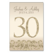 Glitzer Look Wedding Tischnummern-Table Card 30 Tischnummer (Rückseite)