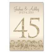 Glitzer Look Wedding Tischnummern-Table Card 45 Tischnummer (Rückseite)