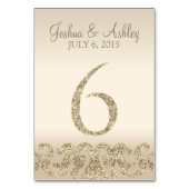 Glitzer Look Wedding Tischnummern-Table Card 6 Tischnummer (Rückseite)