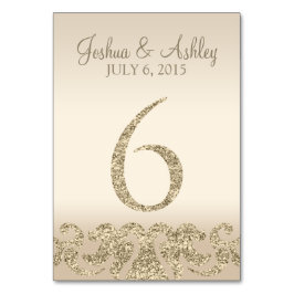 Glitzer Look Wedding Tischnummern-Table Card 6 Tischnummer