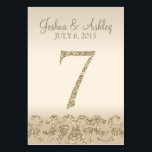 Glitzer Look Wedding Tischnummern-Table Card 7 Tischnummer<br><div class="desc">Dieses moderne Tischkartendesign besticht durch Imitate mit goldenen Glitzer-Akzenten mit Champagnerhintergrund. Ideal für elegante und moderne Hochzeiten. Die Tischnummer geht bis zu 30.</div>