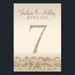Glitzer Look Wedding Tischnummern-Table Card 7 Tischnummer<br><div class="desc">Dieses moderne Tischkartendesign besticht durch Imitate mit goldenen Glitzer-Akzenten mit Champagnerhintergrund. Ideal für elegante und moderne Hochzeiten. Die Tischnummer geht bis zu 30.</div>