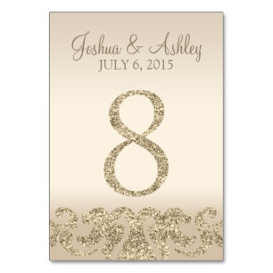 Glitzer Look Wedding Tischnummern-Table Card 8 Tischnummer