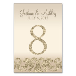 Glitzer Look Wedding Tischnummern-Table Card 8 Tischnummer
