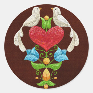 Glitzer Lovebirds Runder Aufkleber