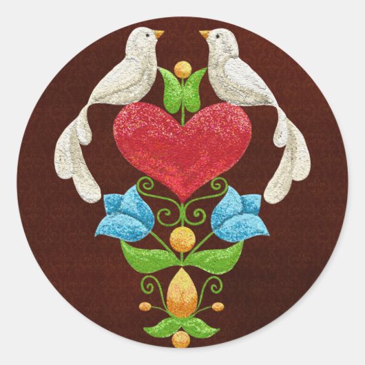 Glitzer Lovebirds Runder Aufkleber (Vorderseite)