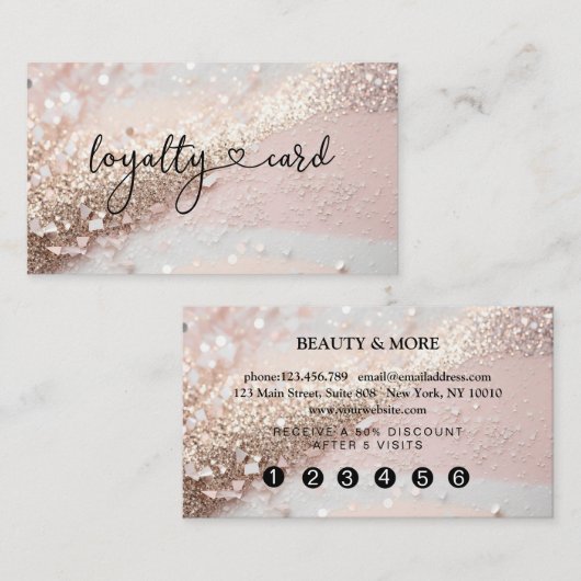 Glitzer Loyalty Karte 5 Nails Lashes (Vorne/Hinten)