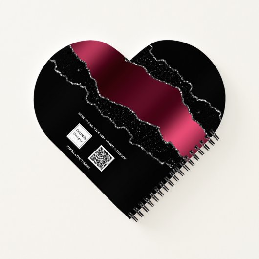 Glitzer-Mädchen aus schwarzburgundigem Marmor Notizblock (Rückseite)