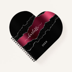 Glitzer-Mädchen aus schwarzburgundigem Marmor Notizblock