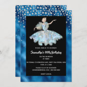 Glitzer-Mädchen Einladung (Vorne/Hinten)