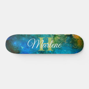 Glitzer Mädchenhaft Grüne Meerjungfrau Monogramm N Skateboard
