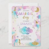 Glitzer Magical Unicorn Geburtstag Einladung (Vorderseite)