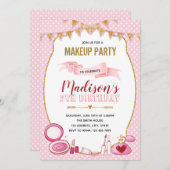 Glitzer-Make-Geburtstagsfeier Einladung (Vorne/Hinten)